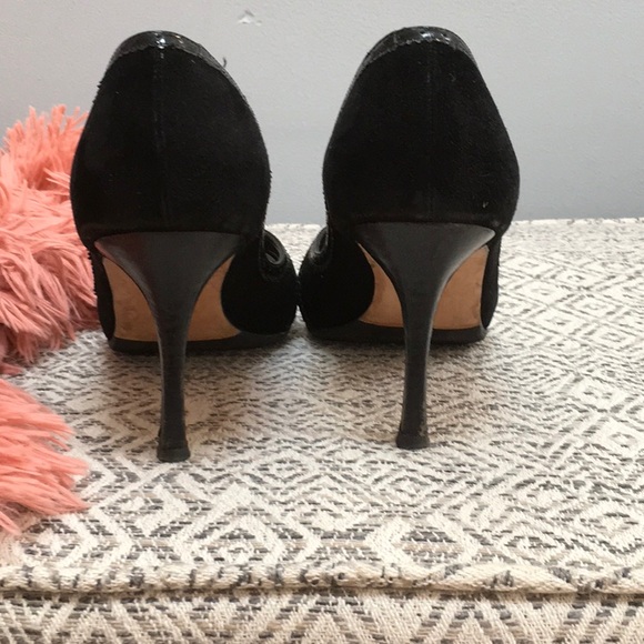Manolo Blahnik black suede peep toe heels - Picture 4 of 5